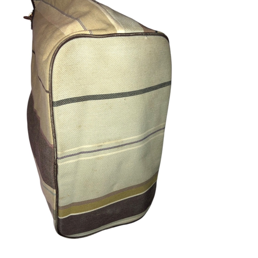 Baumé & Mercier Lancel Paris Elegant Striped Shoulder Bag in Brown and Cream - Picture 5 of 8